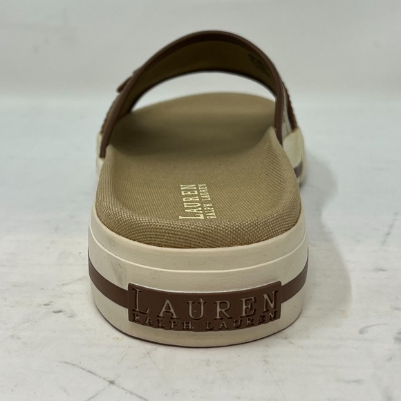 Ralph Lauren Matty Sandals Camel Signature Fabric Beige Women's Size 8B VTG NEW - Picture 5 of 15